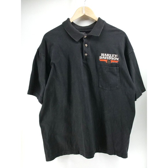 Vintage HARLEY‎ MOTORCYCLES Baer 90s HOLOUBEK 1992 black cotton Polo XL